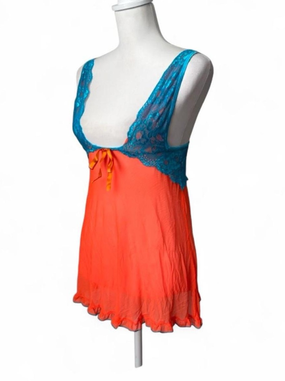 Orange Mesh Babydoll Slip
